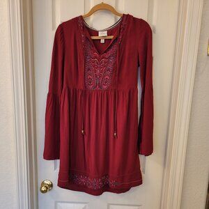 Knox Rose burgundy midi dress bell sleeve